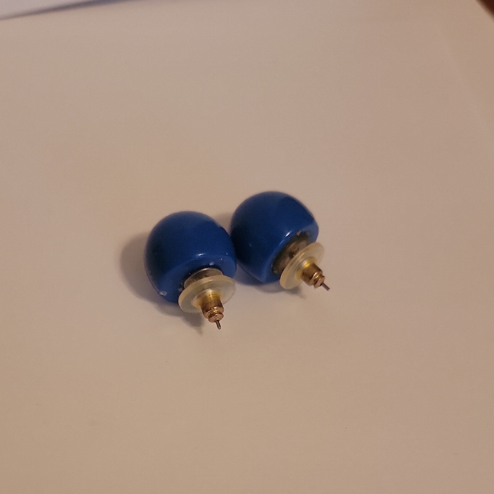 Blue and Gold Stud Earrings